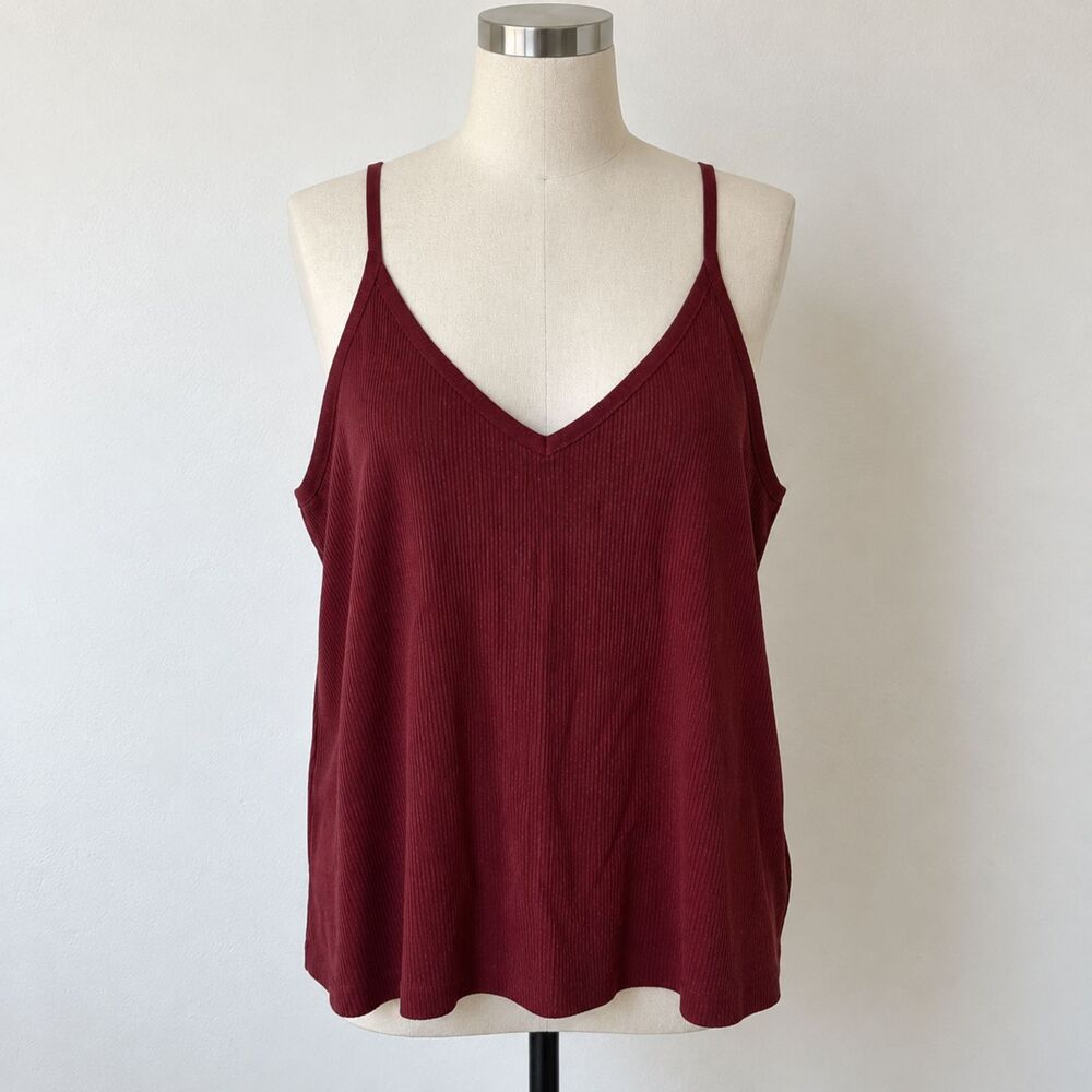 Torrid Fitted Pullover Cami Sweater 3X 22-24 Maroon Ribbed Knit NWT